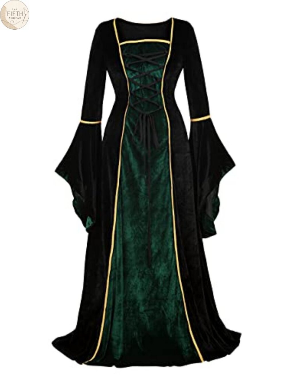 Renaissance Velvet Lace Up Gown Medieval Costume Dress Women